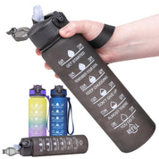 Vattenflaska 1L med Sugrör & Tidsmarkör