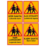 Varningsskylt A3 / A2 - Kör Sakta Lekande Barn - Välj Storlek