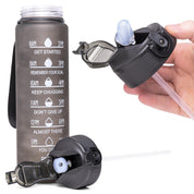 Vattenflaska 1L med Sugrör & Tidsmarkör