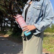 1l Vattenflaska med Sugrör & Tidsmarkör