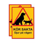 Varningsskylt A3 - Kör Sakta Djur på Vägen - Välj Antal