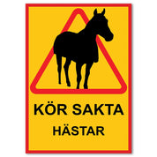 Varningsskylt A2/A3 - Kör Sakta Hästar - Välj Storlek