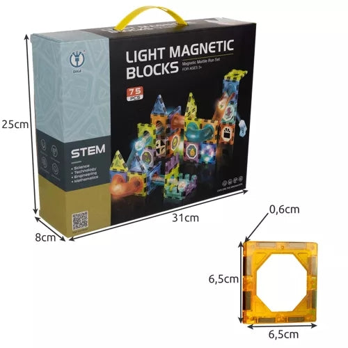 Magnetic Tiles - 75-delar Magnetiska Byggklossar - Bygg Magneter