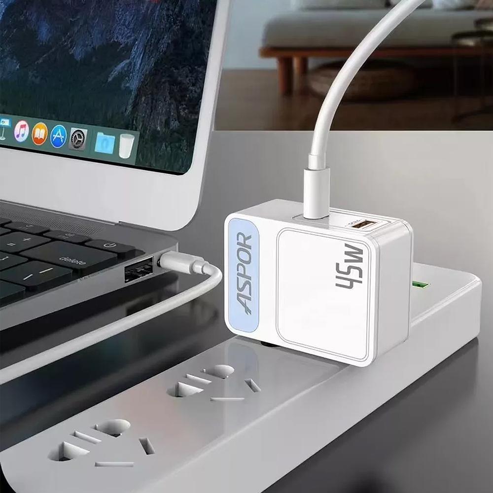 45W Laddare med Reseadapter US/EU - USB-C - PD - Snabbladdare