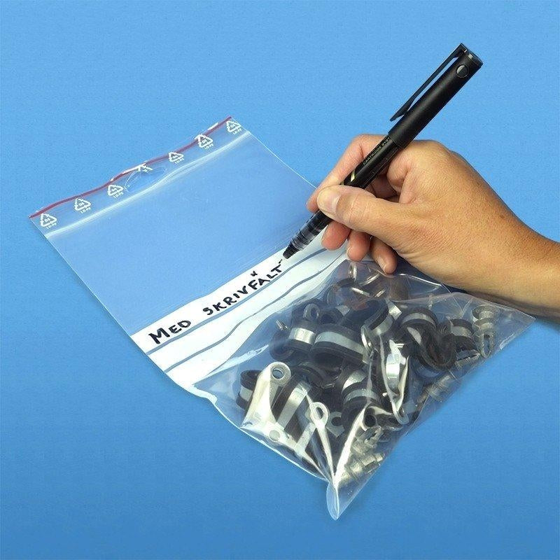 100-Pack - 10x15cm Ziplock / Blixtlåspåsar Skrivfält /Zip Lock