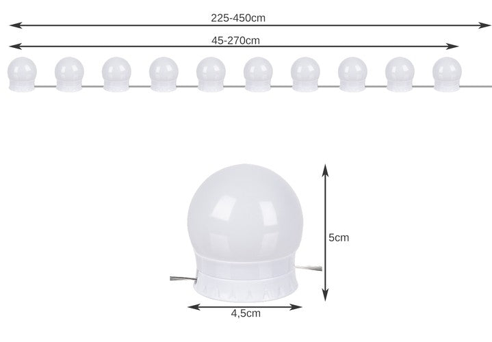 LED-Lampor till Sminkspegel - 10-Pack