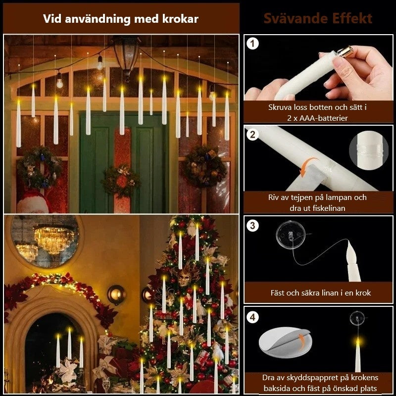 12-Pack Svävande Ljus – LED-ljus med trollstav