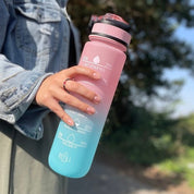 1l Vattenflaska med Sugrör & Tidsmarkör