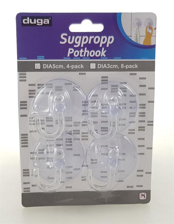 4-Pack - Sugproppar med Krok / Sugkoppar - 50 mm
