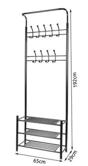 Kapphängare Ställ med Skohylla / Klädhängare  - 190 cm