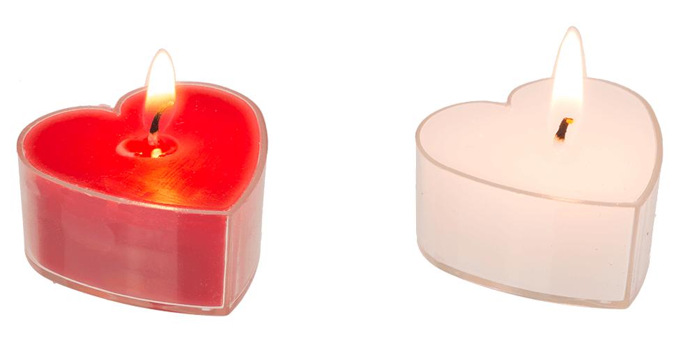 8-Pack - Hjärtformade Värmeljus / Ljus för Alla Hjärtans Dag