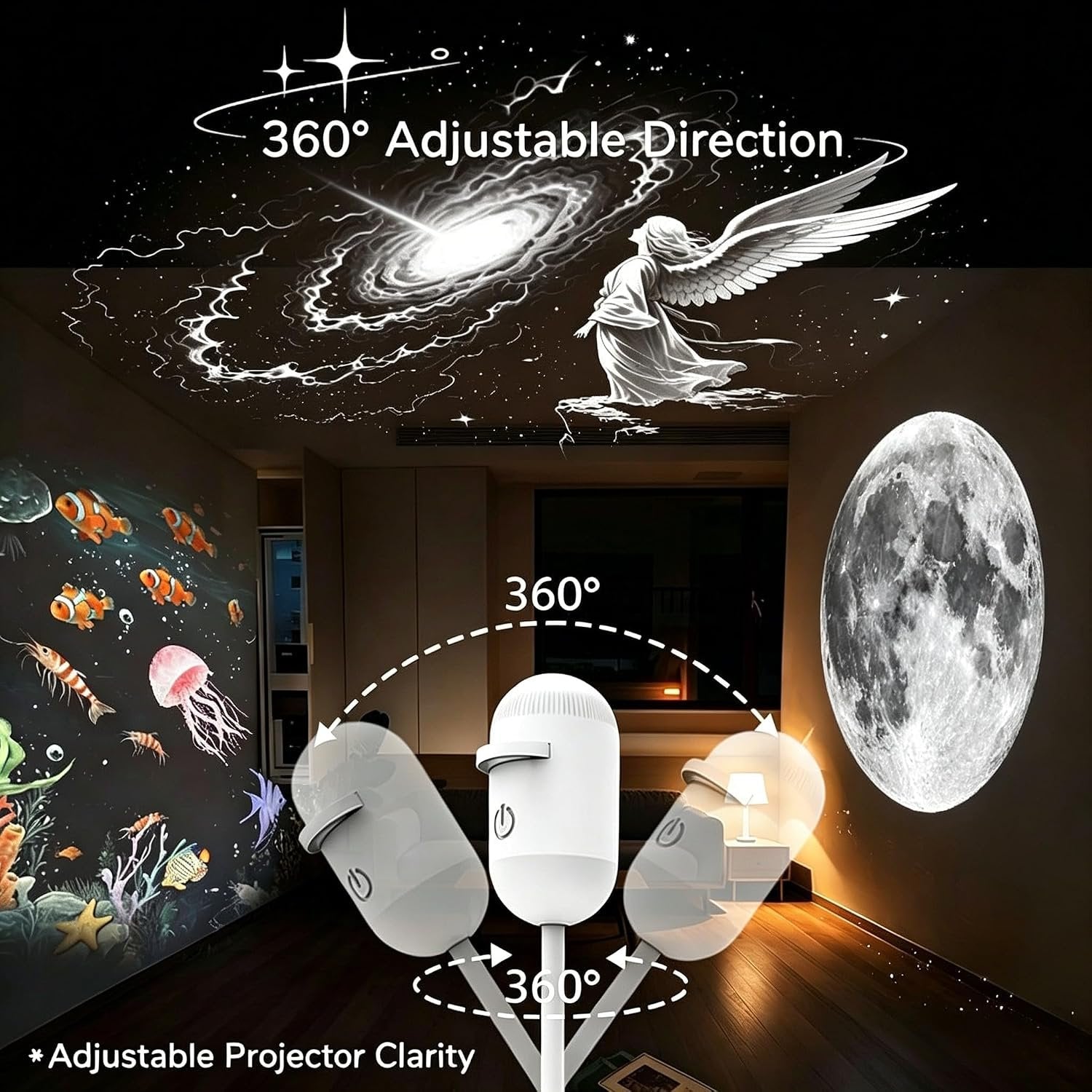 2-i-1 Stjärnprojektor & Nattlampa med USB – Starry Sky