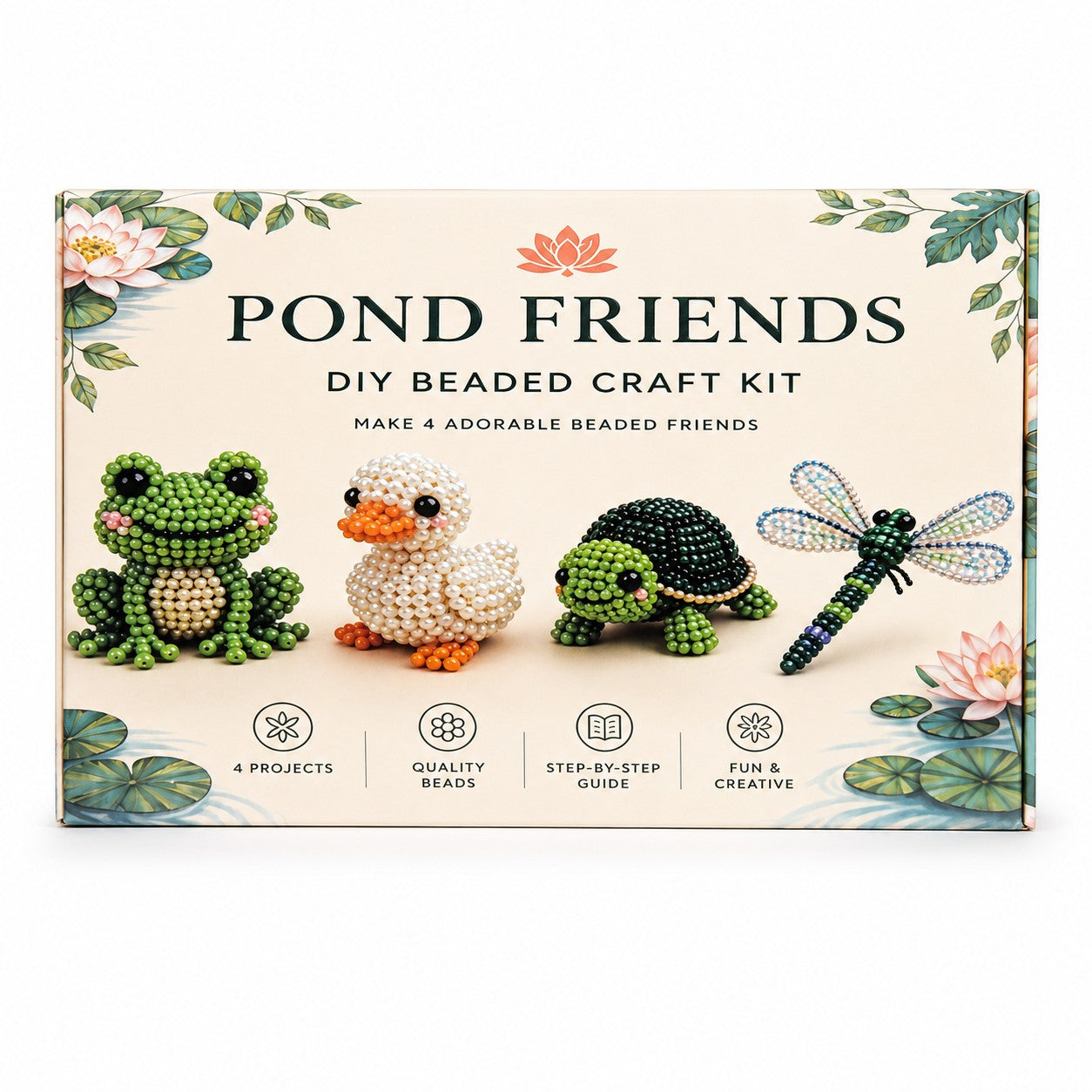 3D Pärldjur DIY-kit för Kreativt Pyssel – 4 Små Djurfigurer