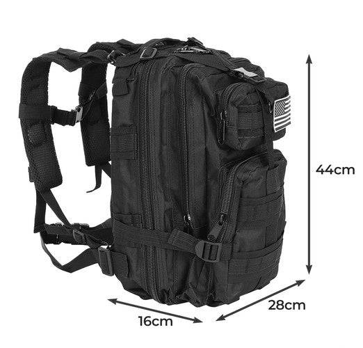 Militärväska / Ryggsäck i Nylon, Svart - 26 Liter