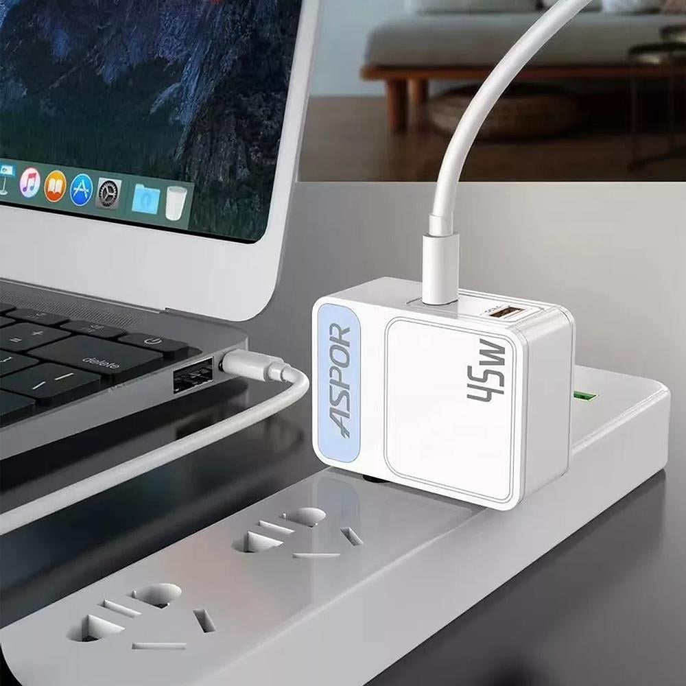 45W Laddare med Reseadapter US/EU - USB-C - PD - Snabbladdare