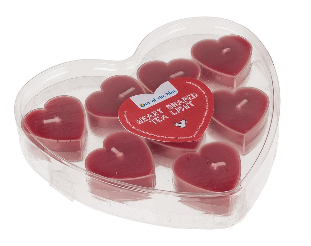 8-Pack - Hjärtformade Värmeljus / Ljus för Alla Hjärtans Dag
