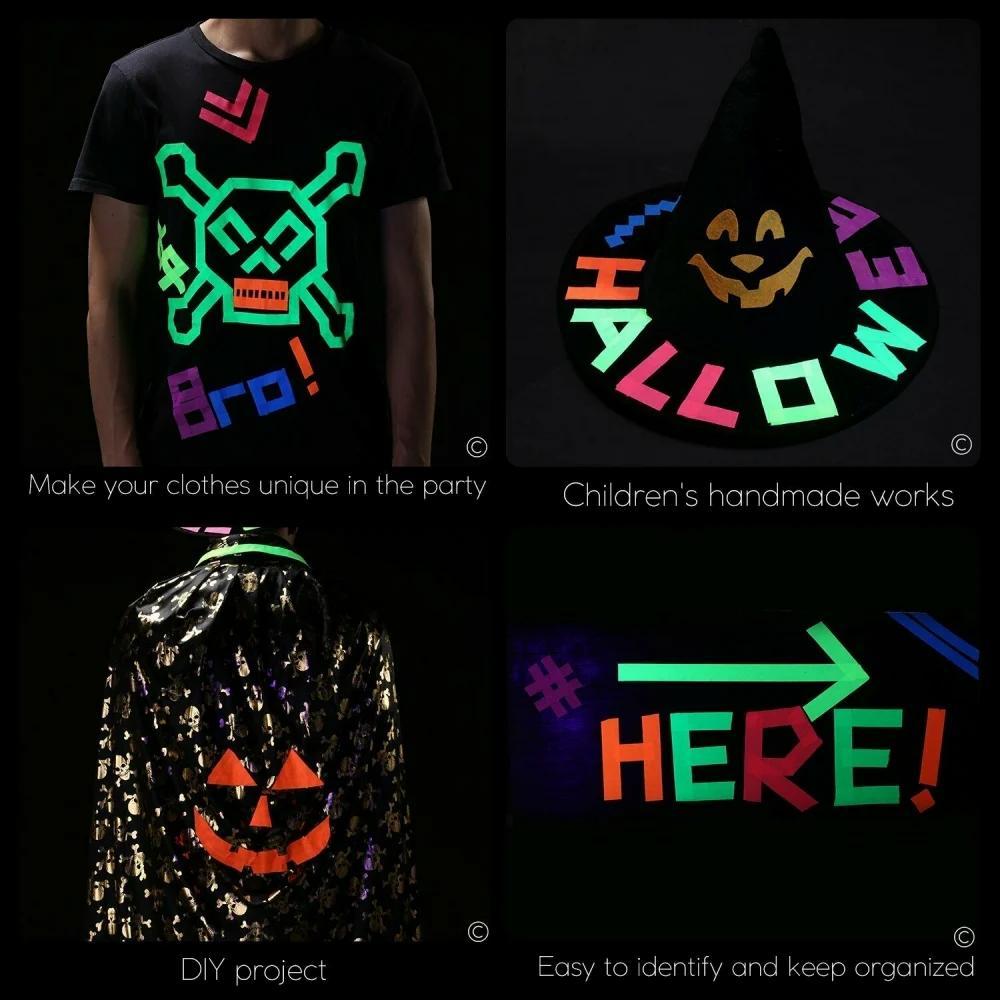 6-Pack - UV Neon Självlysande Tejp Glow in the Dark - 1,5cm x 5m