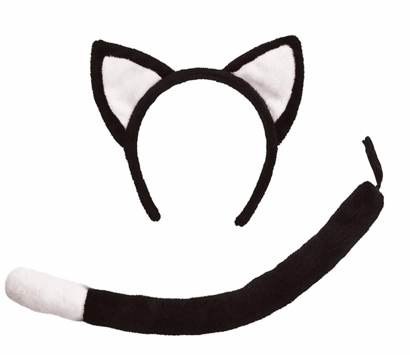 Katt med Svans - Maskeradtillbehör - Svart / Vit