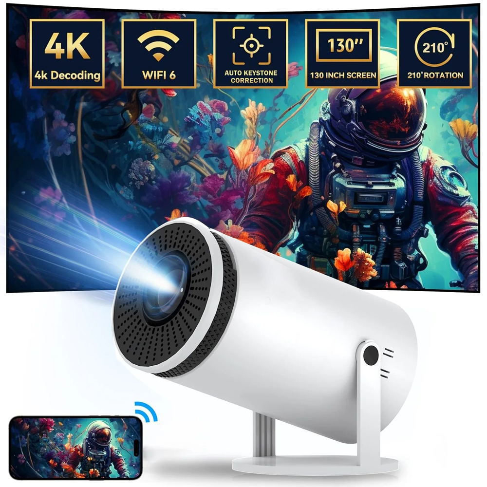 4K Projektor - Android 11, 5G Wi-Fi, Bluetooth - 150 ANSI