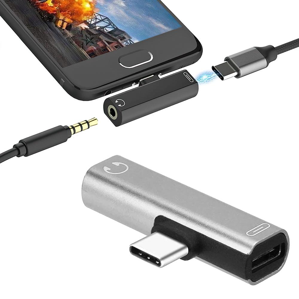 USB-C Hörlursadapter / Splitter - Ladda & Lyssna - AUX Adapter