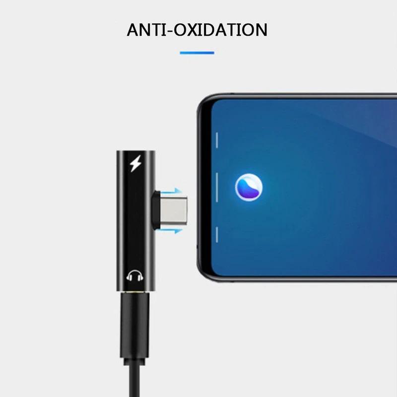 USB-C Hörlursadapter / Splitter - Ladda & Lyssna - AUX Adapter