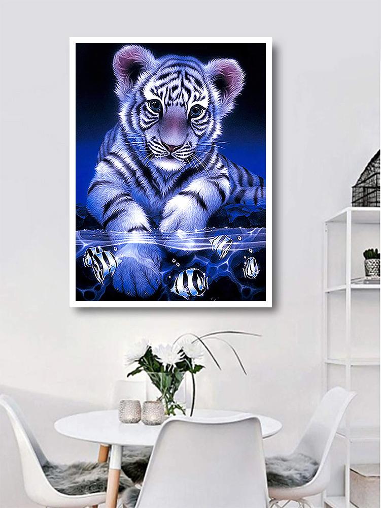 Diamantmålning Tigerunge - 30x40cm