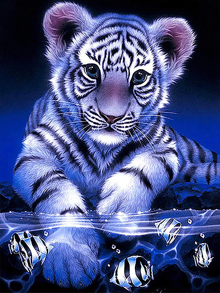 Diamantmålning Tigerunge - 30x40cm