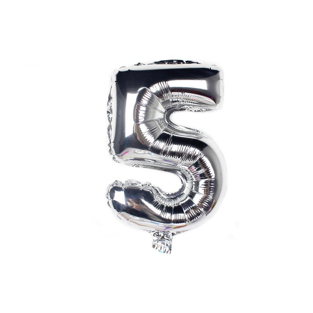 Sifferballong / Metallic Ballong 34 cm - Silver