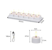 Värmeljus i LED - Uppladdningsbara med Kontroll & Timer - 12-Pack