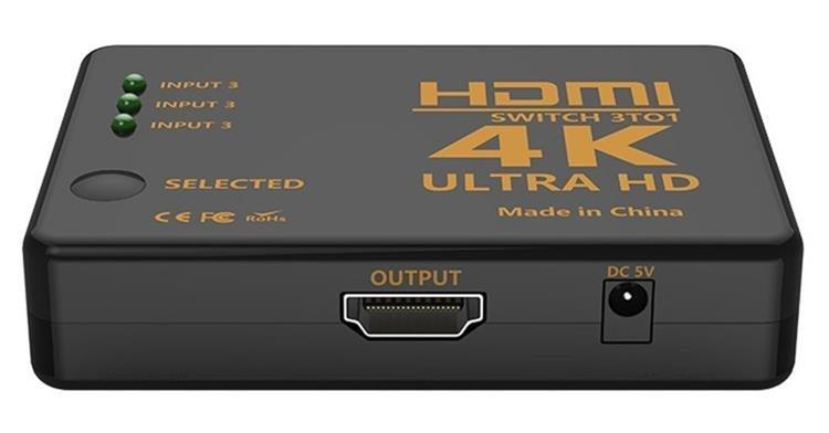 4K HDMI-switch 3x1 med Fjärrkontroll - 3-vägs