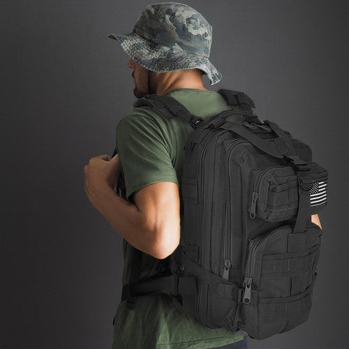 Militärväska / Ryggsäck i Nylon, Svart - 26 Liter