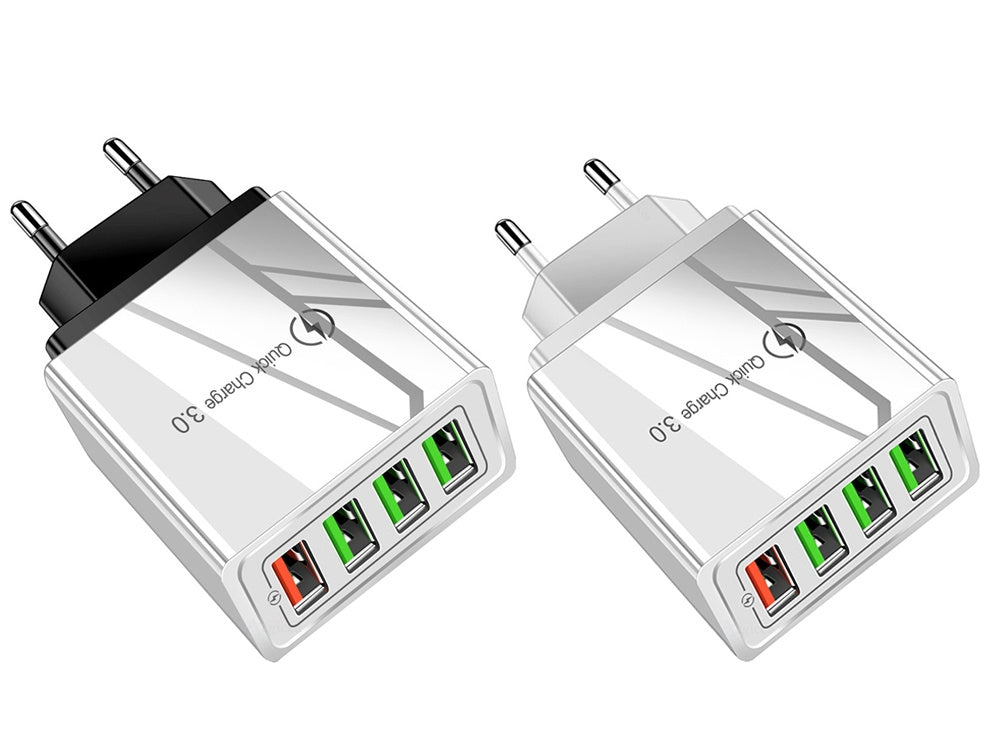 USB Väggladdare med 4 Uttag - Snabbladdare