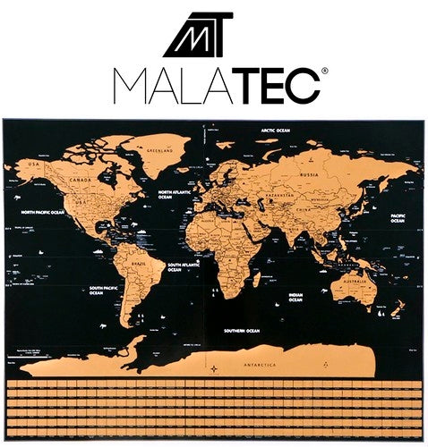 Karta med Skrapa med Accessoarer / Scratch Map / Världskarta - 82 x 59 cm