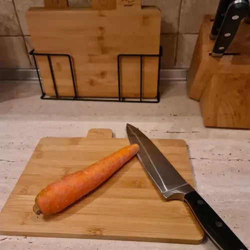 Skärbräda med Ställ i Bambu - 5-delar