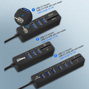 USB 2.0-Hubb med Kortläsare - 6-Portar