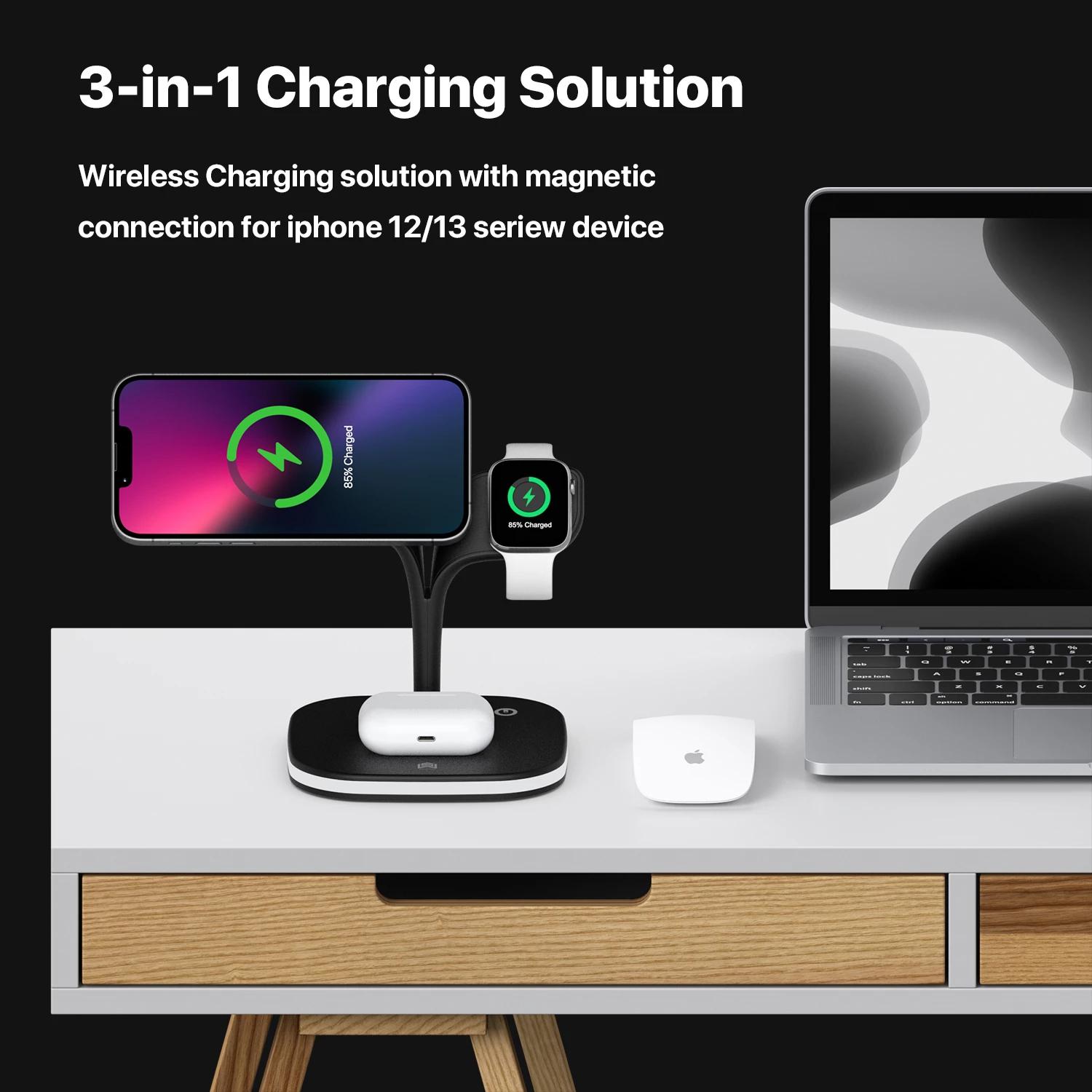 Laddningsstation för iPhone, Apple Watch & AirPods - Induktion