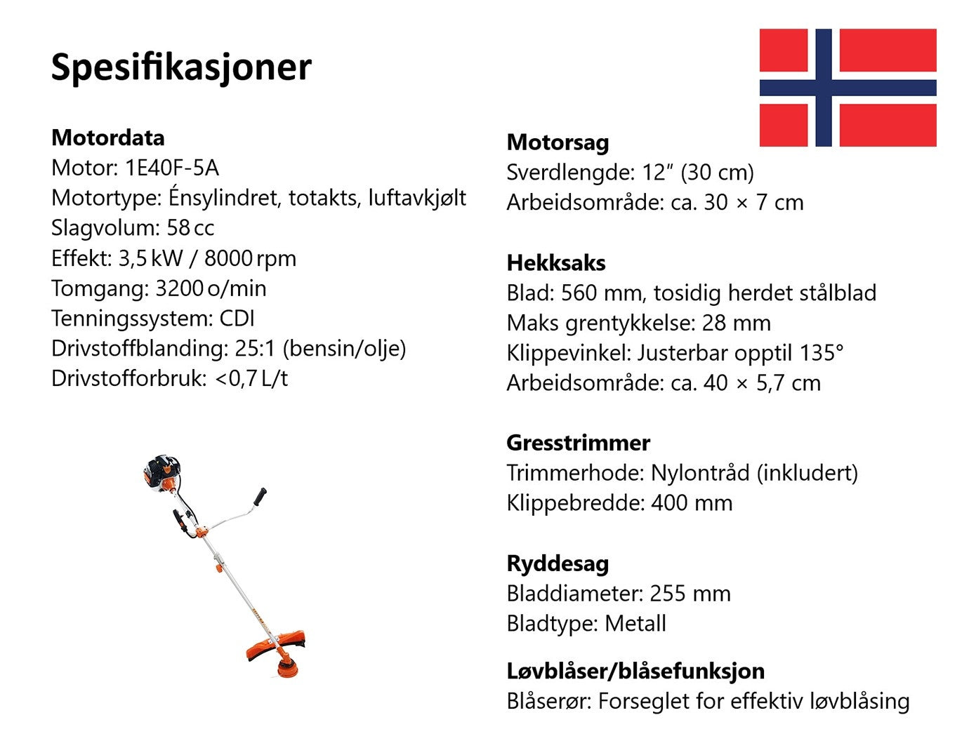 8-i-1 Röjsåg, Häcksax, Grästrimmer & Motorsåg - Trimmer