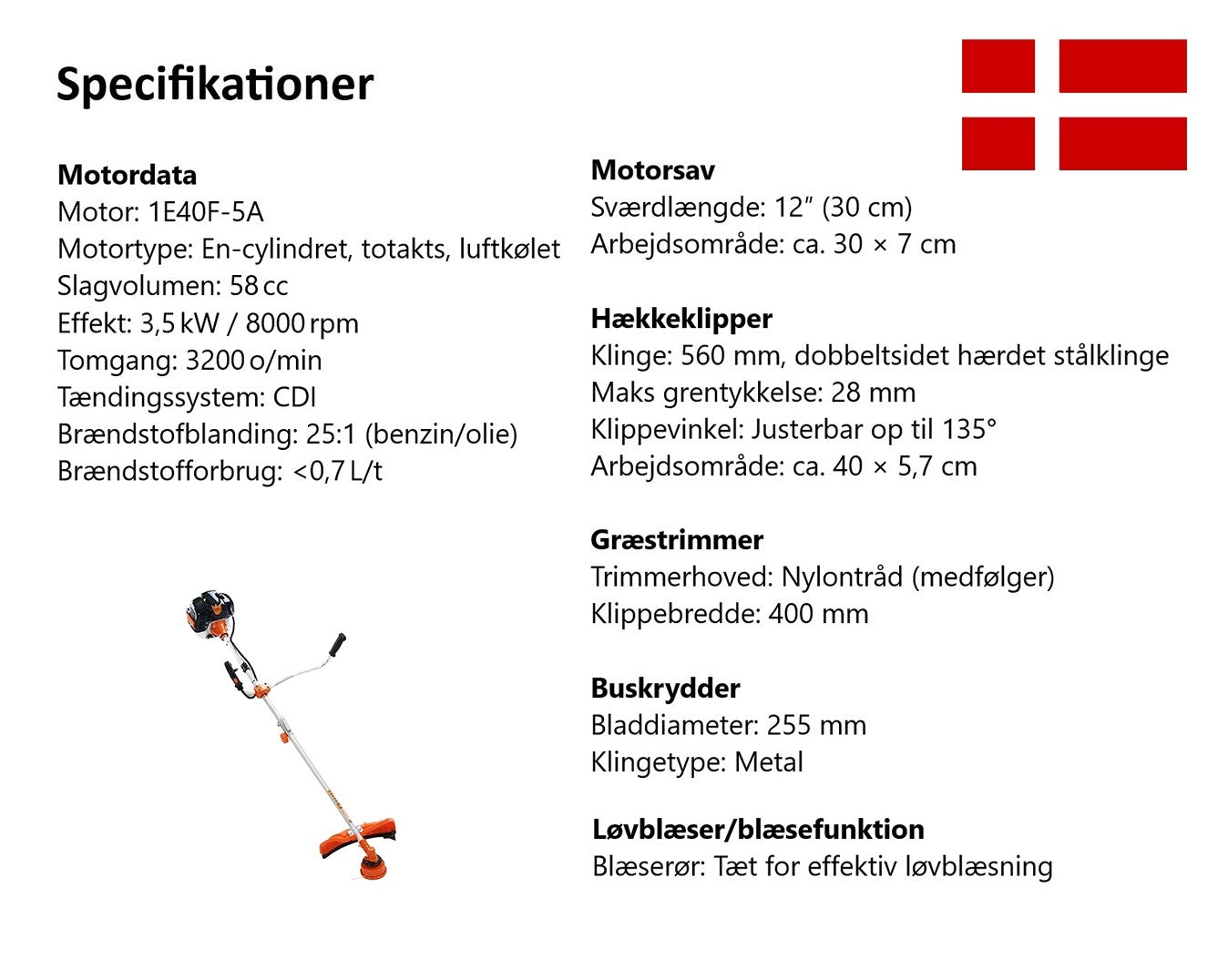 8-i-1 Röjsåg, Häcksax, Grästrimmer & Motorsåg - Trimmer