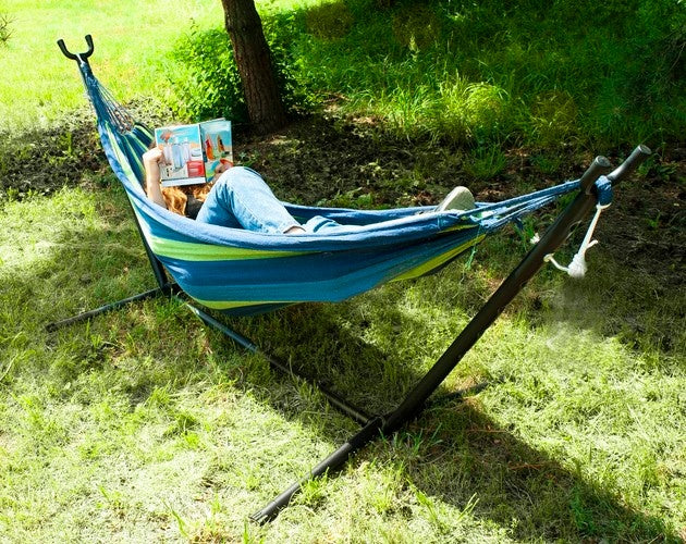 Hängmatta med Stativ 200kg - 200x150 cm