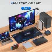 4K HDMI-Switch med Fjärrkontroll – 7-Portar