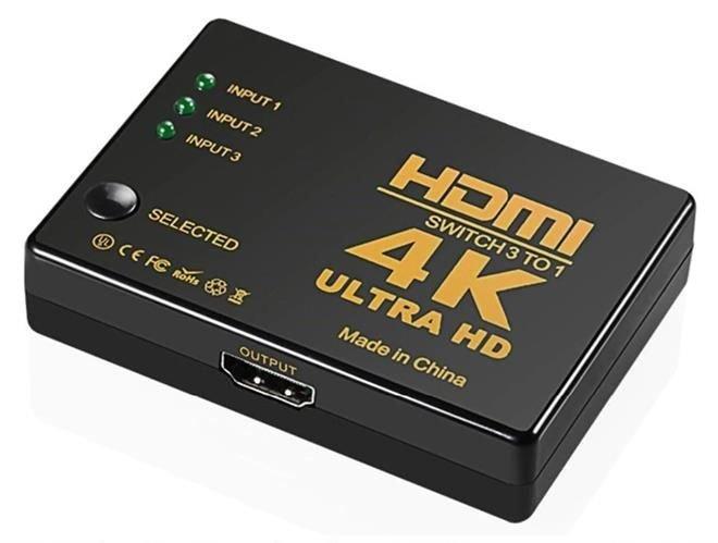 4K HDMI-switch 3x1 med Fjärrkontroll - 3-vägs