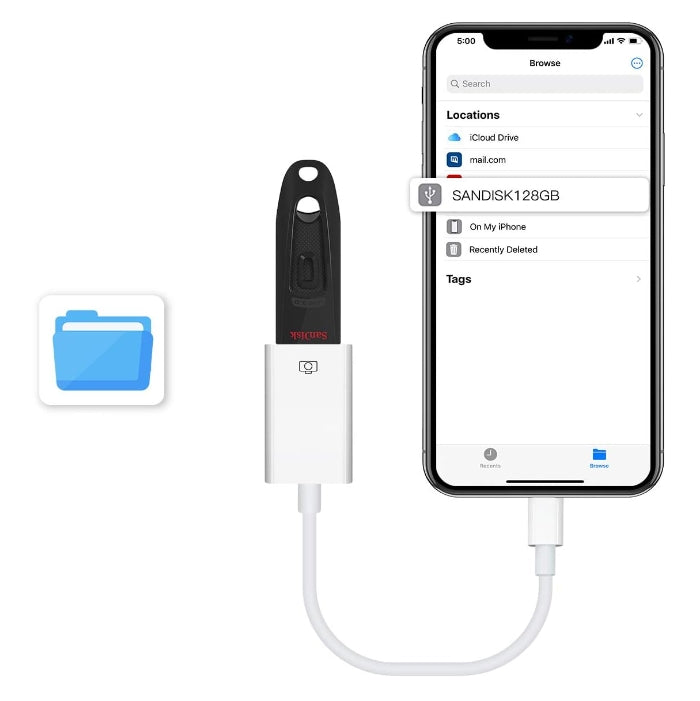 OTG Adapter för iPhone - USB 2.0 till Lightning