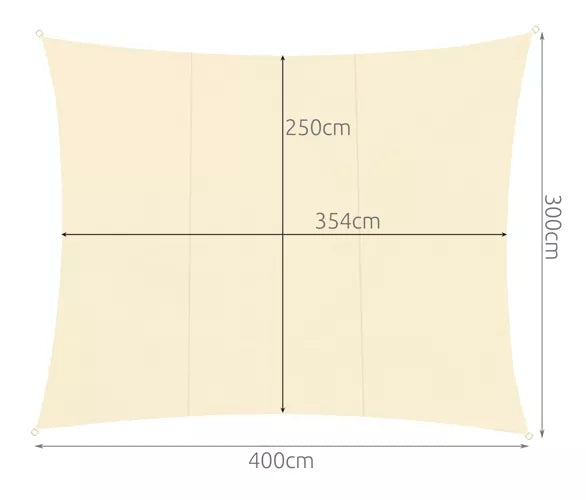 Solsegel / Segelduk - Vattentät - 4x3 m - 180g/m2