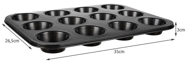 Bakplåt + 12st Silikon Muffinsformar / Bullformar - Formar