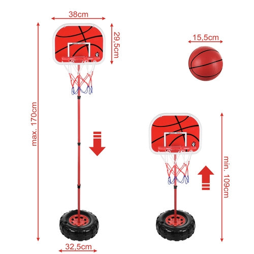 Basketkorg med ställning för barn - 170 cm