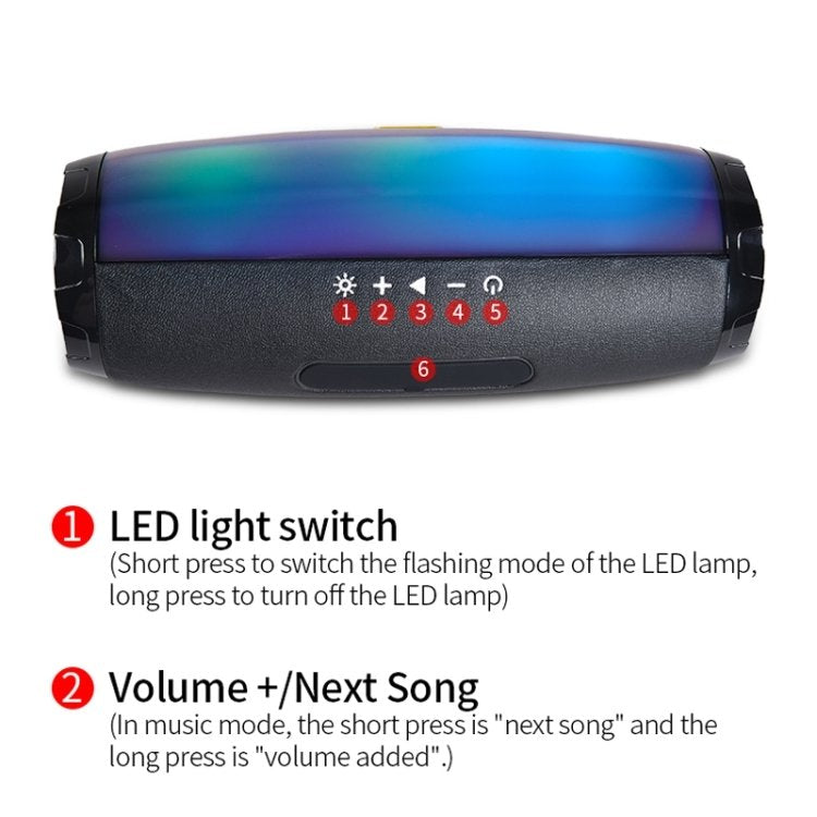 Bluetooth Högtalare med LED - Trådlös - Svart