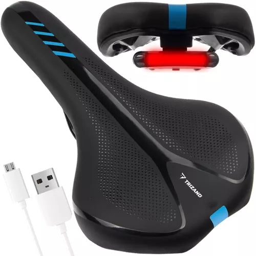 Cykelsadel med USB LED-lampa - Sadel för cykel