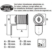 Cylinderlås till Postlåda - 18x20mm