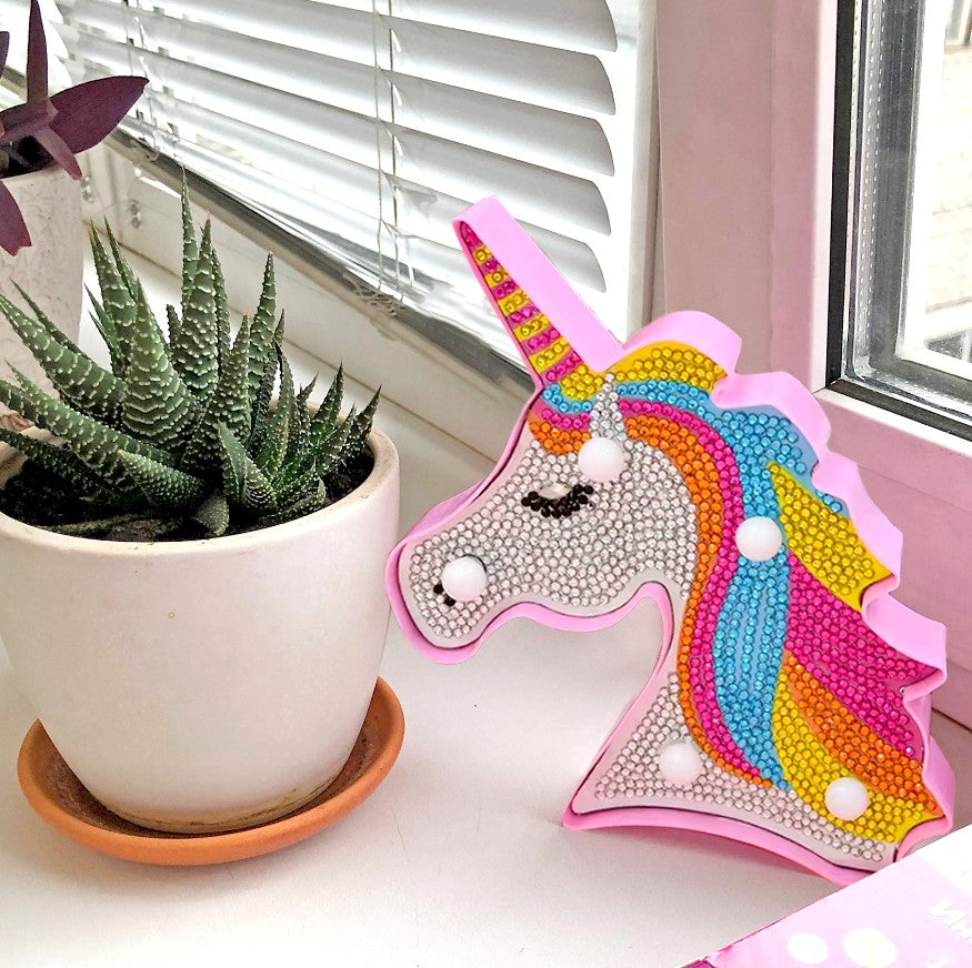 Diamantmålning Lampa för Barn i LED - Enhörning