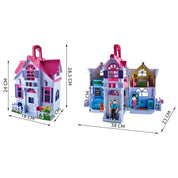 Dockhus / Dockskåp - Leksakshus för Barn - Med möbler & familj